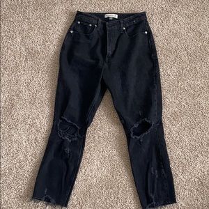 Abercrombie Black Distressed Mom Jeans